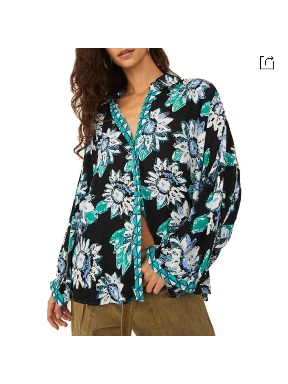 Free People Good Vibrations Blouse In Black Combo